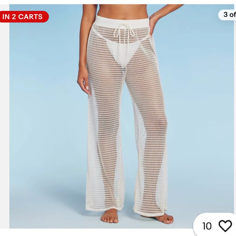 Shade & Shore White Crochet Flared Pants
